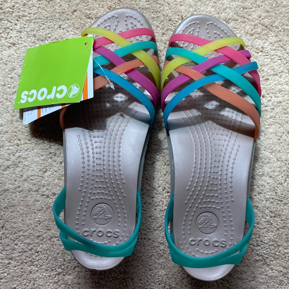 Crocs wedge rainbow sandals
